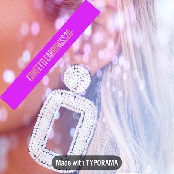 NWT Earrings  3” Tao Beaded Statement /White - Picture 2 of 10